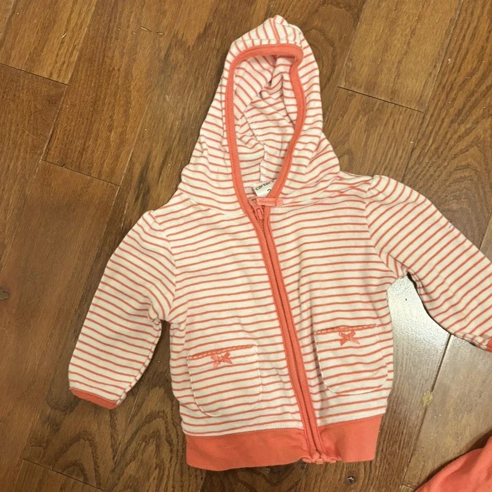 Carter 3-6 Month Full Zip Jacket‎ & Pants Set With Feet Baby Girl Baby Shower